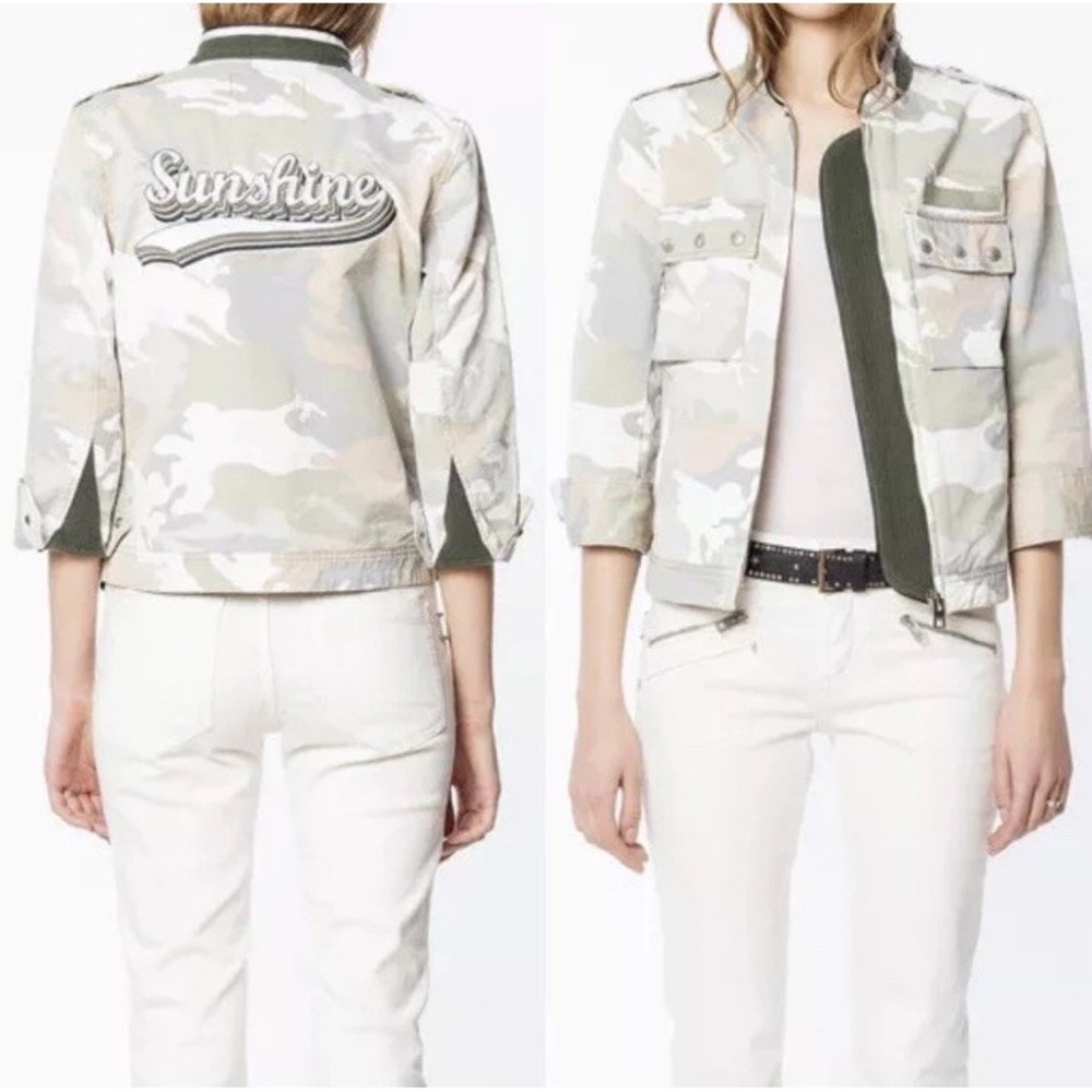 NWT Zadig & Voltaire Women's Kavy Camou Jacket camouflage Military Jacket Size L